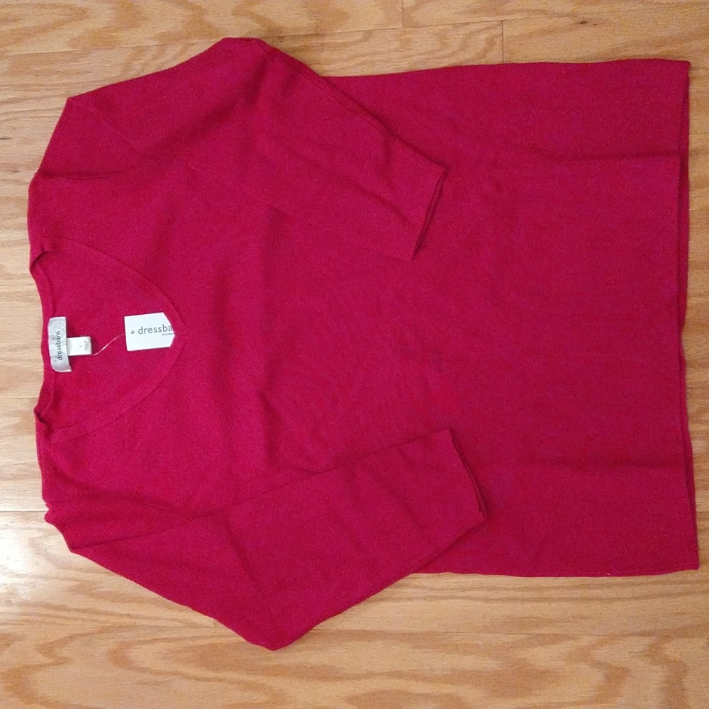 Bright pink large Dressbarn NWT 3/4 sleeve knit top/sweater